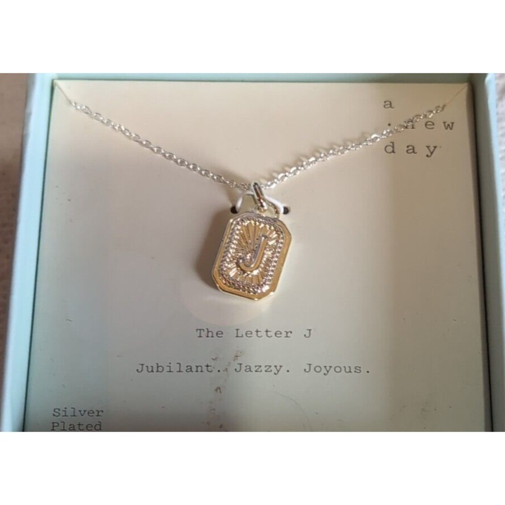 Silver Plated Initial Letter J Charm Pendant Necklace 16"-18" Female Male NEW